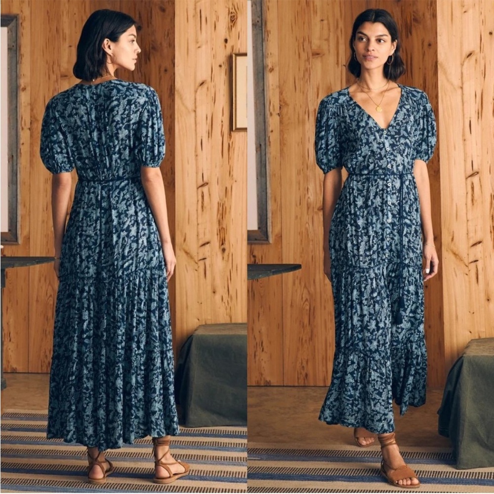 Faherty Orinda Maxi Dress | Blue esna floral | Boho